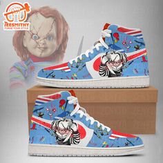 Chucky Air Jordan 1 Sneakers Step into style and comfort with our Air Jordan 1 Shoes, a timeless icon in the world of footwear. Designed for ultimate versatility, these sneakers seamlessly blend fashion and functionality. The classic silhouette pays homage to its heritage while incorporating modern elements for a contemporary edge. Crafted with precision, the shoes feature premium materials for durability and a luxurious feel. The cushioned midsole provides unmatched comfort, making them ideal f Retro Synthetic Sneakers With Round Toe, Retro High-top Sneakers With Round Toe, Retro Lace-up High-top Synthetic Sneakers, Custom High-top Sneakers With Gum Sole, High-top Custom Synthetic Sneakers For Skateboarding, Signature Outfit, Marvel Shoes, Chucky Halloween, Air Jordan 1 Shoes