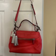 Pink Coach Purse. Brand New But Tiny Mark On Inside, See Last Photo. Hot Pink Coach Bag, Pink Coach Shoulder Bag For Daily Use, Pink Coach Bag For Valentine's Day, Coach Red Shoulder Bag For On-the-go, Pink Coach Purses, Pink Coach Bag With Zipper Closure, Coach Purses, Coach Bags, Bag Lady