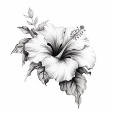 a black and white drawing of a flower