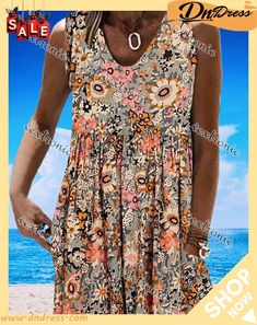 Women's Sleeveless V-neck Graphic Floral Printed Midi Dress Graphic Floral, Printed Midi Dress, Floral Printed, The Photo, Size Clothing, Plus Size Outfits, Floral Prints, Midi Dress, Plus Size