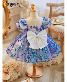 Get 10% off now! Buy sparkly blue sequined little girl party dress with sleeves at cheap price online. Free stable shipping and pro custom service since 2009. Party Dress With Sleeves, Bow Dresses, Ball Gown Princess, Party Dresses With Sleeves, Beading Design, Girl Party Dress, Flower Girls Dresses, Flower Girl Dresses Blue, Gown Princess