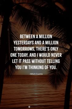 the quote between a million yesterds and a million tomorrows, there's only one today and i would never let it pass without telling you