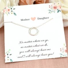 Mother Daughter Necklace, Mother Daughter Jewelry, Mother Daughter Wedding Gift, 2 Circles Necklace, Mothers Day Necklace, Gifts for MOM Celebrate the love between mother and daughter with this beautiful 2 circles necklace. The inseparable infinity circles represent the eternal bond between a mother and daughter. Such a meaningful gift for mom's birthday, Mother's Day, gift for Mother's Day, Gift for Christmas and would even make a lovely gift for mom on your wedding day. Sterling silver rings a Adjustable Wedding Necklaces For Mother's Day, Sterling Silver Necklace For Wedding And Mother's Day, Sterling Silver Necklaces For Wedding And Mother's Day, Adjustable Wedding Necklace, Personalized Necklace For Wedding And Mother's Day Gift, Personalized Necklace For Wedding Gift And Mother's Day, Personalized Necklace For Wedding Gift On Mother's Day, Adjustable Necklaces For Anniversary And Mother's Day, Jewelry For Wedding Gift, Mother's Day