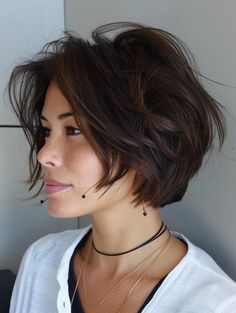 Trending Layered Bob Haircuts for 2024: Styles and Tips Ear Length Hair With Layers, Short Hair Double Chin, Razor Cut Bob For Thick Hair, Short Wavy Haircuts, Chin Length Haircuts, Haircuts For Medium Length Hair, Layered Bob Haircuts, Flavored Rice, Thick Wavy Hair