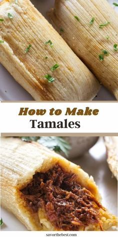 Have you ever wondered how to make homemade tamales? We’re spilling all of our tamale secrets and walking you through the steps of how to make this authentic Mexican recipe.    While tamale making is a bit time-consuming, it is well worth the effort! Our pork tamales recipe results in ultra-tender, meaty tamales with a touch of spicy and they are delicious when served with salsa, chiles, corn, and other Mexican recipes. Pork Tamales Recipe, Tamales Recipe Pork, Pork Tamales, Mexican Recipe