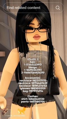 an animated image of a woman with black hair and glasses holding a purse in her hand