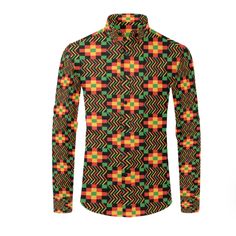 African Dashiki Fabric Print Shirt. Multi Color Multi Aztec Print Design, Cotton Shirt. Unisex Shirt. Red Green Gold Yellow Black. Long Sleeve Button Down Shirt 2 Top Pockets 2 Side Pockets 97%Cotton 3%Spandex Small Shoulder 18" Armpit 22" Sleeves 23.5" Length 28" Medium Shoulder 18.5" Armpit 23.5" Sleeves 25" Length 28" Large Shoulder 19" Armpit 24" Sleeves 26.5" Length 30" Xlarge Shoulder 20" Armpit 25" Sleeves 26" Length 30" African Style Men Shirt. Slim Fit. Kente Cloth African Men Unisex Cl Casual Long Sleeve Patterned Shirt, Casual Button-up Top With Vibrant Print, Multicolor Printed Long Sleeve Shirt, Casual Long Sleeve Shirt With Geometric Pattern, Multicolor Long Sleeve Printed Shirt, Casual Collared Shirt With Vibrant Print, Casual Long Sleeve Blouse With Vibrant Print, Casual Tops With Multicolor Geometric Pattern, Fitted Multicolor Shirt With Vibrant Print