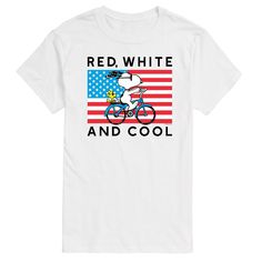 You'll be red, white, and cool with this men's Peanuts tee. You'll be red, white, and cool with this men's Peanuts tee. Crewneck Short sleevesFABRIC & CARE Cotton, polyester Machine wash Imported Gender: male. Age Group: adult. Pattern: Graphic. White T-shirt With American Flag Print For Spring, Patriotic White T-shirt For Spring, White Flag Print T-shirt For Streetwear, Spring White T-shirt With American Flag Print, White Fan Merchandise T-shirt For Summer, Summer White T-shirt For Fan Merchandise, Red Flag Print T-shirt For Spring, White Graphic Tee With Flag Print, White Flag Print T-shirt For 4th Of July