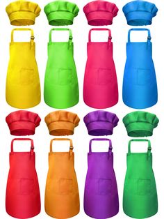 PRICES MAY VARY. Polyester / 8 Sets kid's apron and hats: package comes with 8 sets aprons and chef hats for kids, each set includes 1 piece apron, 1 piece chef hat, 16 pieces in total, which can satisfy your kids quantity needs, suits for your kids who want to help you cook or DIY in the kitchen or painting Safe material and easy to clean: the kids chef apron and hats are made of polyester, stain-resistant, non-shrinking, durable and safe for kids to wear, and the color is not easy to fade, can Chef Hats For Kids, Baking Kits, Cupcake Shirt, Baking Painting, Personalized Kids Apron, Kid Chef, Embroidered Bodysuit, Girl Apron, Bodysuit Shirt