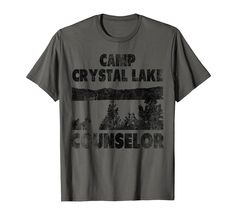 PRICES MAY VARY. Lightweight, Classic fit, Double-needle sleeve and bottom hem Camp Crystal Lake, Distressed T Shirt, Crystal Lake, Branded T Shirts, Top Styles, Fashion Branding, Camping, Lake, T Shirts