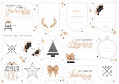 christmas stickers with gold foil on them