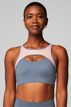 Mesh Breathable Medium Impact Sports Bra Fabletics Stormcloud/Light Capri Coral female regular Running/Training 4-Way Stretch/Moisture-Wicking/Removable Bra Cups Gray Mesh Activewear For Gym, Gray Mesh Activewear For Sports, Spotted Animals, Workout Tops For Women, Performance Leggings, Boot Camp, Sport Bra, Running Training, Range Of Motion