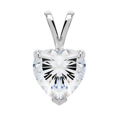 This sweet pendant showcases a brilliant Heart cut 2.0 carat Cubic Zirconia (CZ) stone that looks just like a real diamond without the hefty price tag. Professionally mounted in a heavy basket setting, this charming pendant is crafted in solid 14K White Gold, with no other metals mixed (not plated or filled). Your pendant will arrive elegantly presented in a deluxe black velvet box. It is a perfect gift for a loved one or for yourself! HIGH QUALITY - She will fall in love with the romantic desig Sparkle Top, Basket Setting, Only Hearts, Solitaire Pendant Necklace, Cz Necklace, Romantic Design, Rose Gold Pendant, Solid Gold Jewelry, Solitaire Pendant