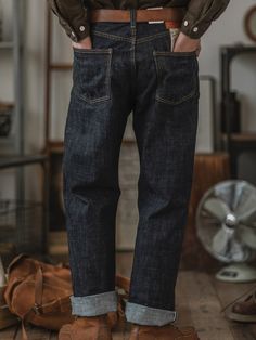 We delivers good quality denim time after time - and these original  jeans showcase this effortlessly. Constructed from 13.5oz indigo denim, woven with Siro Spinning yarns to create an authentic '70s/80s style fabric. they’re cut to a slim fit and are signed off with a woven brand tag too. Mens Rugged, Japanese Selvedge Denim, Selvedge Denim Jeans, Deep Indigo, Rugged Look