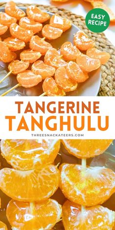 tangerines on a plate with text overlay that reads tangerine tang uhu