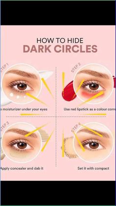 How to hide dark circles// easy way to get rid of dark circles Conceal Dark Circles, Homemade Makeup Remover, Dark Circles Makeup, Homemade Makeup, Hide Dark Circles, Dark Eye Circles, Dark Eyeshadow, Covering Dark Circles, Concealer For Dark Circles