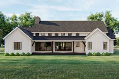 this is an artist's rendering of a modern farmhouse style home