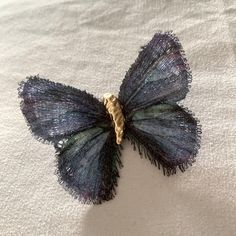 Rare Found Butterfly Brooch With Such An Intricate Design. The Wings Are Handmade Fabric With Elegant Shining String. Must Have If You Want A Unique Touch, Especially Butterfly Is So In Now. Only One Piece. Never Use. Brand New. Materials: Fabric, 18k Plated Gold & Platinum Size: 2 1/4 X 2 In Fast Shipping From Non Smoking Home. Thank You For Your Time. Happy Shopping Live In Art Handmade Blue Wedding Brooches, Blue Brooch Pin As Gift, Blue Brooch Lapel Pin As Gift, Blue Brooch Pins As A Gift, Blue Brooch Pin For Gift, Blue Brooch Pins For Gift, Formal Blue Handmade Brooches, Handmade Blue Brooches For Party, Unique Blue Brooch For Party