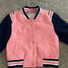 Adorable!! Like Brand New, Worn Once Or Twice. Navy And Pink With Gold Buttons Pink Winter Outerwear With Ribbed Cuffs, Preppy Cotton Outerwear For School, Preppy Spring School Outerwear, Preppy Spring Outerwear For School, Pink Long Sleeve Outerwear With Ribbed Cuffs, Casual Pink School Outerwear, Pink Long Sleeve School Outerwear, Pink Outerwear For School In Fall, Playful Pink Winter Outerwear