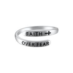 One size fits all Faith Over Fear engraved ring in 925 sterling silver Faith Not Fear, Faith Ring Gold, Faith Over Fear Necklace, Faith Over Fear Shirt, Be Not Dismayed, What If = Fear Even If = Faith, Christian Hats, Symbols Of Strength, Faith Over Fear