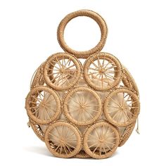 Devon Multi Circles Woven Straw Bag. Popular round straw bag with cool geometry multi wheels patterns or are they pretty coral reefs? Two colors - Brown and Natural Beige with brown or beige inner drawstring bags. Bring to vacation or beach. Sounds like a fun day! Size: W29 cm x H27 cm x D7 cm / W11.4" x H10.6" x D2.8" For Square Shape Version - Click : Devin Multi Circles Woven Straw Tote Bags Gender: WOMEN Handbags Type: Handbag & Top Handle BagsMain Material: Straw Shape: Circular Occasion: V Seaside Holiday, Round Straw Bag, Rattan Handbags, Makramee Diy, Beige Handbags, Female Shoulder, Bags Casual, Rope Weave, Straw Tote Bag