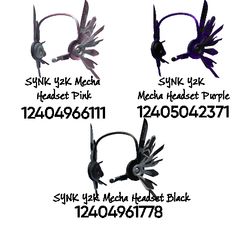 four different types of headphones with numbers on them