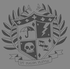 the emblem for tu malum pluvia is shown in black and white on a gray background