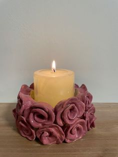 a candle that is sitting on a table