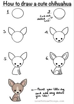 how to draw cute chihuahuas step by step instructions for kids and beginners with pictures