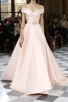 Off the shoulder prom dress, pink satin prom dress, ball gowns wedding dress Dress For Prom, Long Evening Dress, Georges Hobeika, A Line Prom Dresses, Quinceanera Dresses, Pink Satin, Perfect Dress, Strapless Wedding Dress