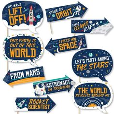 space themed party photo booth props