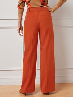 Featuring a flattering high waist and chic wide leg. With beautifully tailored, of-the-moment pleats–for a fresh, modern, irresistible fit. Features Pleat Front/Trouser Wide Leg Hits Above Waist Full Length Fly front with hook & bar closure Front Slash, Back welt pockets Imported Fit: Misses: 31"; Petite: 28 1/2"; Plus: 31"; Plus Petite: 28 1/2" Material: 63% Polyester, 18% Viscose, 16% Wool, 3% Spandex Care: Machine Wash Cold; Only Non-Chlorine Bleach When Needed; Or Dry Clean; Reshape, Lay Fla Modern Classic Style, Classic Style Women, New Tops, Modern Classic, Fashion Pants, Color Variations, Full Length, Classic Style, Wide Leg