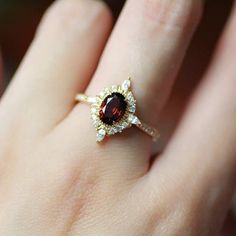 Art Deco Garnet Ring, Vintage Garnet Engagement Ring, Natural Garnet Ring Gold, Delicate Garnet Promise Ring, Red Birthstone Ring, Gifts - Etsy Garnet Ring Gold, Topaz Wedding Ring, Garnet Ring Vintage, Garnet Engagement Ring, Silver Rings With Stones, Garnet And Gold, Diamond Engagement Rings Vintage, Romantic Jewellery, Moonstone Engagement Ring