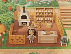 an animal is standing in the middle of a garden with a doll and other items