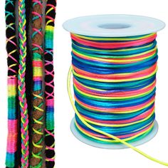 PRICES MAY VARY. Rainbow String for Hair: Chic hair accessories, add a pop of color to your dreadlocks, braids, twists, ponytails, Locs extensions. Size: NOT ELASTIC!! This rainbow nylon cord is 1.5mm thick and 100meters/109yards long, enough for various crafting needs. Satin Rattail Cord: Rainbow color, made from sturdy, silky-soft nylon that won't fade or fray over time. Easy to Work With: The spool keeps the cord organized and tangle-free, and it's easy to seal the ends with a flame. Versatil Twists Ponytails, Locs Extensions, Boho Hair Wrap, Dreadlocks Braids, Knot Macrame, Braids Locs, Chic Hair, Boho Hair, Chinese Knot