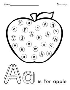 an apple worksheet with the letter a in it's upper and lowercase letters