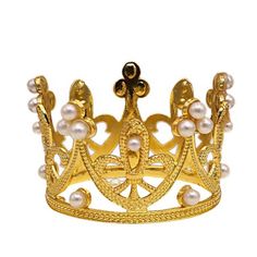 a gold crown with pearls on it