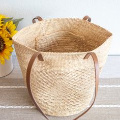 Elena Handbags Women's Large Soft Raffia Woven Summer Straw Tote Natural Bucket Straw Bag With Large Capacity, Everyday Straw Crochet Bucket Bag, Large Capacity Natural Straw Bucket Bag, Natural Color Large Capacity Bucket Straw Bag, Natural Large Capacity Bucket Straw Bag, Eco-friendly Tote Bucket Bag Made Of Natural Fiber, Large Capacity Jute Bucket Bag, Eco-friendly Natural Fiber Bucket Bag, Everyday Straw Bag With Leather Handles In Bucket Shape