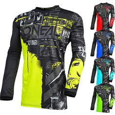 men's long - sleeved jersey with different colors and designs