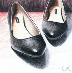 a drawing of a pair of black shoes