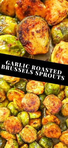 roasted brussel sprouts with text overlay