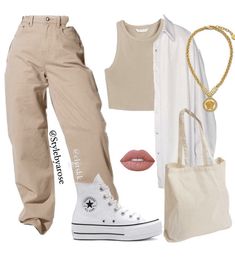 Beige Aesthetic Outfit Girl, Stylish Outfits For Summer 2023, Trendy Beige Cargo Jeans, High-waist Beige Cargo Pants For Summer, Trendy Beige Cargo Style Jeans, Teen Fashion Outfits For School, Aufits Aesthetic, Fashion Outfits For School, Welcome To Home