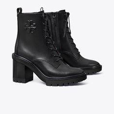 A combat-style boot is elevated with a chunky lug sole, emphasizing a durable sensibility. A side zipper offers easy on and off. Perfect Fall Boots, Designer Ankle Boots, Tory Burch Boots, Lug Boots, Combat Style, Ankle Boots For Women, Boots Fall, Footwear Design Women, Boots For Women