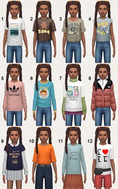 many different types of children's clothing for the same age and color as shown in this