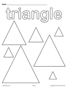 the triangle shape worksheet is shown with three different shapes and one word that says,