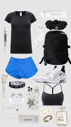 track fit #sporty #track #thatgirl #athletic #aesthetic #ootd #summer #fashion #pretty #blue #black Preppy Track Outfits, Athletic Girl Aesthetic Outfits, Summer Outfits Sporty, Cute Running Outfit, Chill Clothes, Track Outfits, Outfits Sporty, Athletic Aesthetic