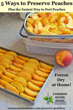 two tins filled with peaches sitting on top of a counter