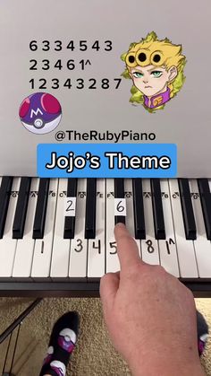 someone is playing the piano on their cell phone with an ad for jojo's theme