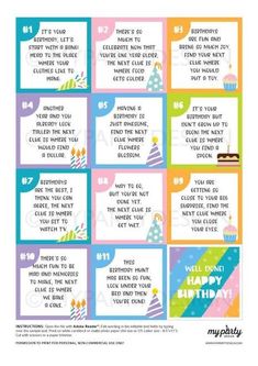 the birthday party game is shown in this printable version