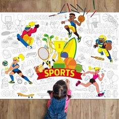 PRICES MAY VARY. Paper Sports party coloring poster:Sports party DIY table cover is 43×31 inches in size and is good for children to participate in fun or learning games during the holiday season. It's large enough for group activities and for all your coloring needs. Cool design:You can use your imagination and creativity on these sports balls with clear and beautiful lines and different shapes, choose your favorite colors to create your own unique aesthetic color matching, giving you a painter Spring Kids Activities, Coloring Tablecloth, Giant Coloring Poster, New Year's Eve Crafts, Kids New Years Eve, Aesthetic Color, Summer Birthday Party, Spring Crafts For Kids, Going For Gold